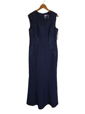 JS Collections Navy Blue Sleeveless Embroidered Maxi Dress Size 12